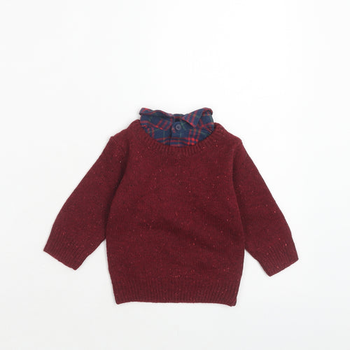 NEXT Boys Red Acrylic Pullover Jumper Size 3-6 Months Button