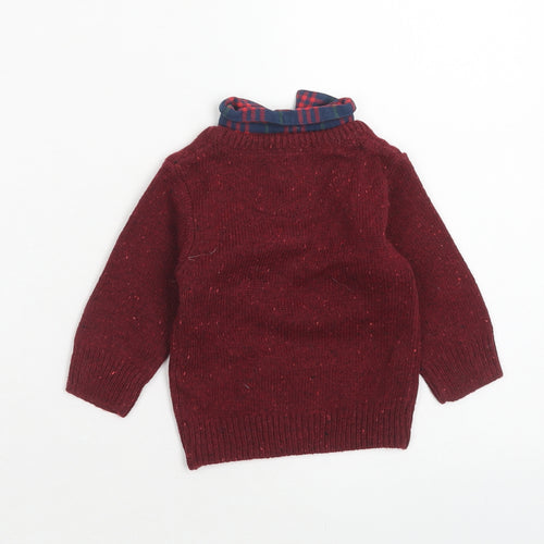 NEXT Boys Red Acrylic Pullover Jumper Size 3-6 Months Button