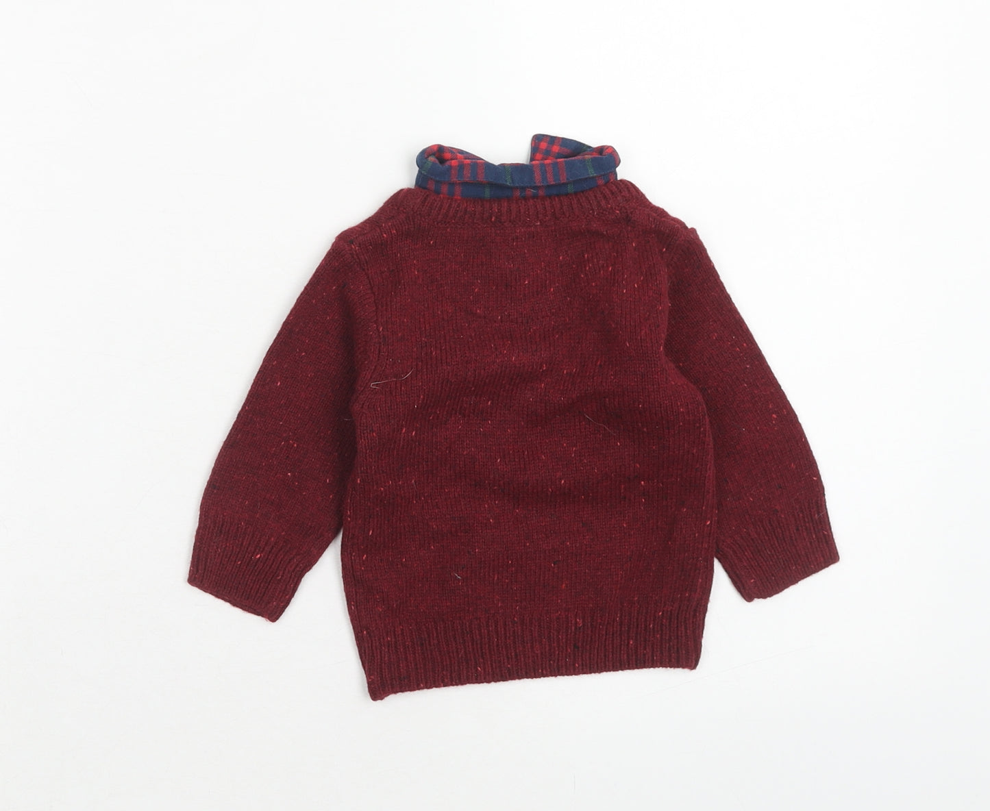 NEXT Boys Red Acrylic Pullover Jumper Size 3-6 Months Button