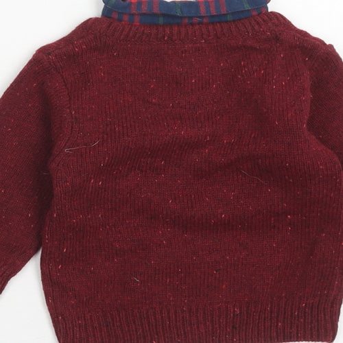 NEXT Boys Red Acrylic Pullover Jumper Size 3-6 Months Button