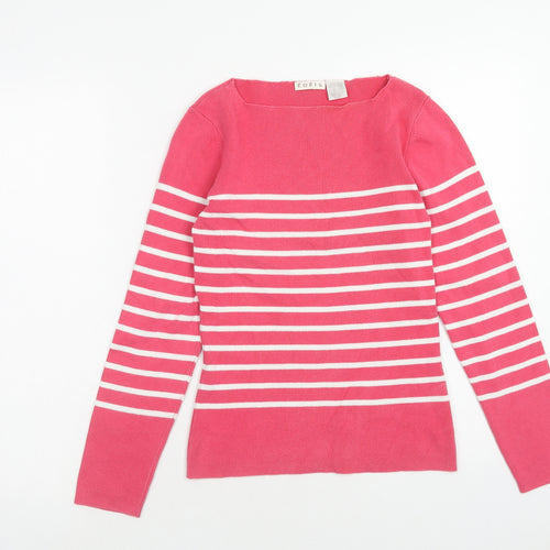 Edeis Womens Pink Boat Neck Striped Cotton Pullover Jumper Size 6 - Size 6-8