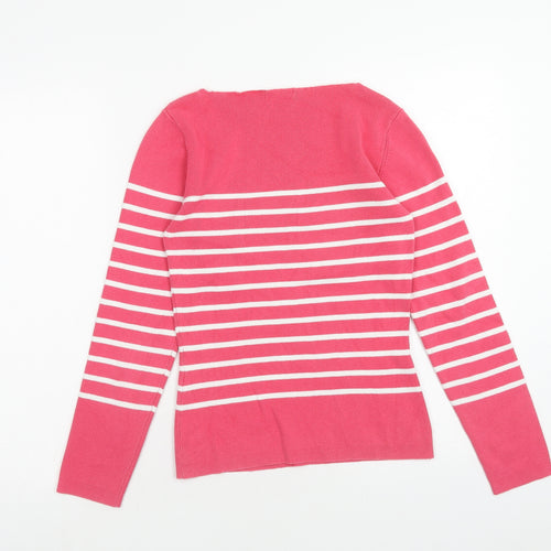 Edeis Womens Pink Boat Neck Striped Cotton Pullover Jumper Size 6 - Size 6-8