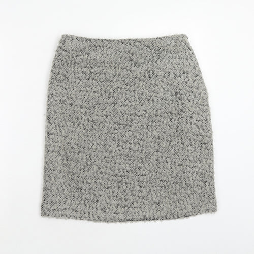 Marks and Spencer Womens Grey Polyester Straight & Pencil Skirt Size 8 Zip