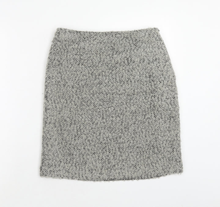 Marks and Spencer Womens Grey Polyester Straight & Pencil Skirt Size 8 Zip