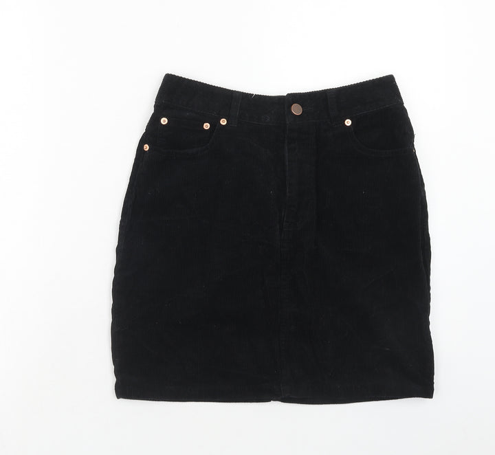 ASOS Womens Black Cotton Straight & Pencil Skirt Size 8 Zip
