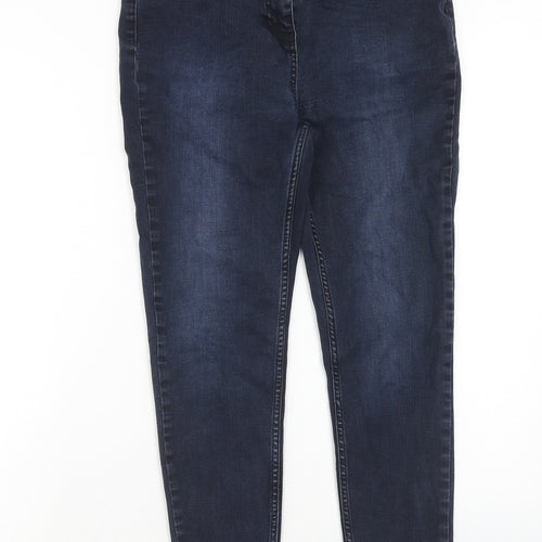 TU Womens Blue Herringbone Cotton Skinny Jeans Size 14 Regular Zip