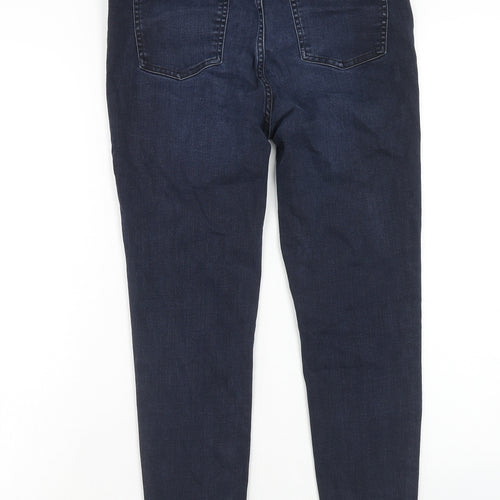 TU Womens Blue Herringbone Cotton Skinny Jeans Size 14 Regular Zip