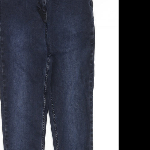 TU Womens Blue Herringbone Cotton Skinny Jeans Size 14 Regular Zip