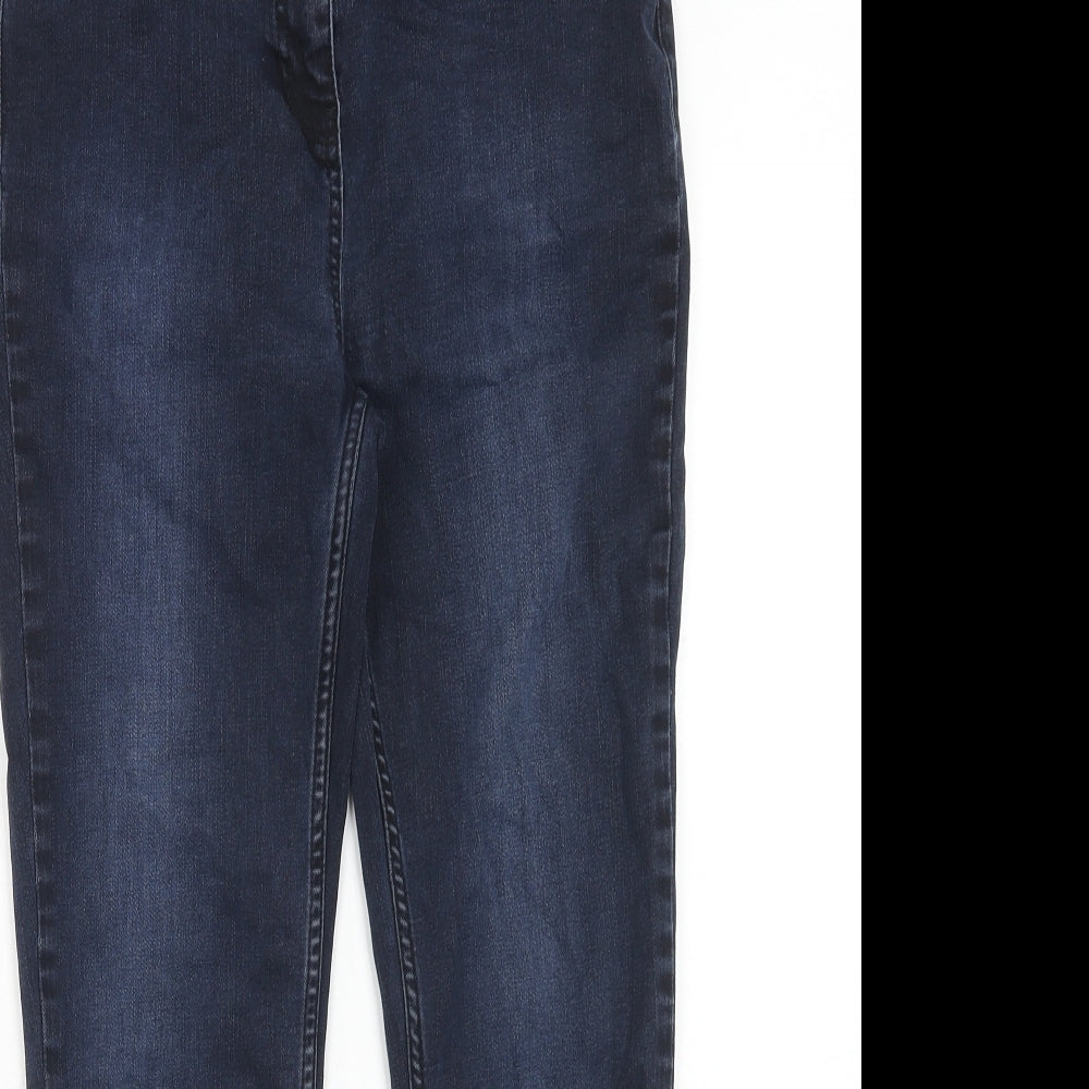TU Womens Blue Herringbone Cotton Skinny Jeans Size 14 Regular Zip