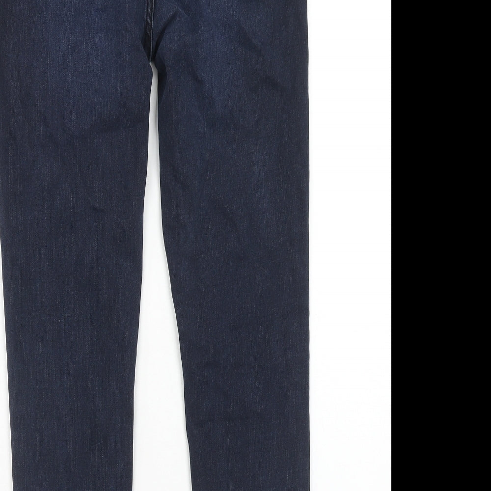 TU Womens Blue Herringbone Cotton Skinny Jeans Size 14 Regular Zip