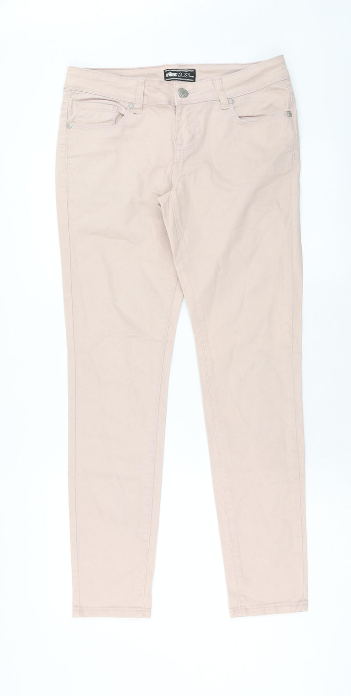 YesYEs Womens Pink Cotton Skinny Jeans Size 12 Regular Zip