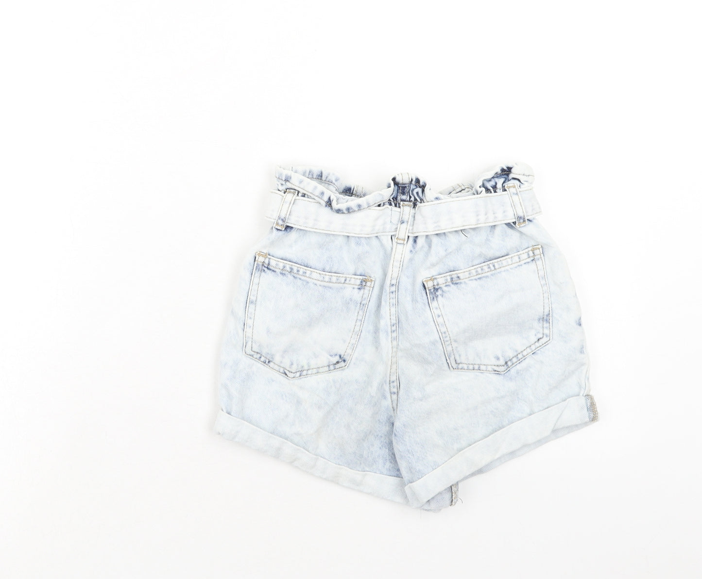 River Island Girls Blue Cotton Boyfriend Shorts Size 9-10 Years Regular Zip