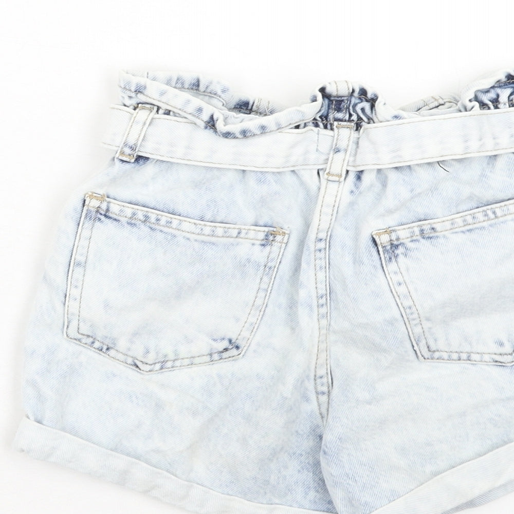 River Island Girls Blue Cotton Boyfriend Shorts Size 9-10 Years Regular Zip