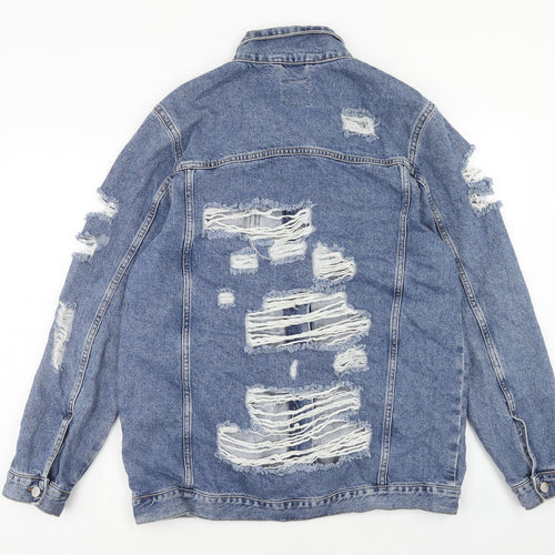Denim & Co. Womens Blue Jacket Size 12 Button