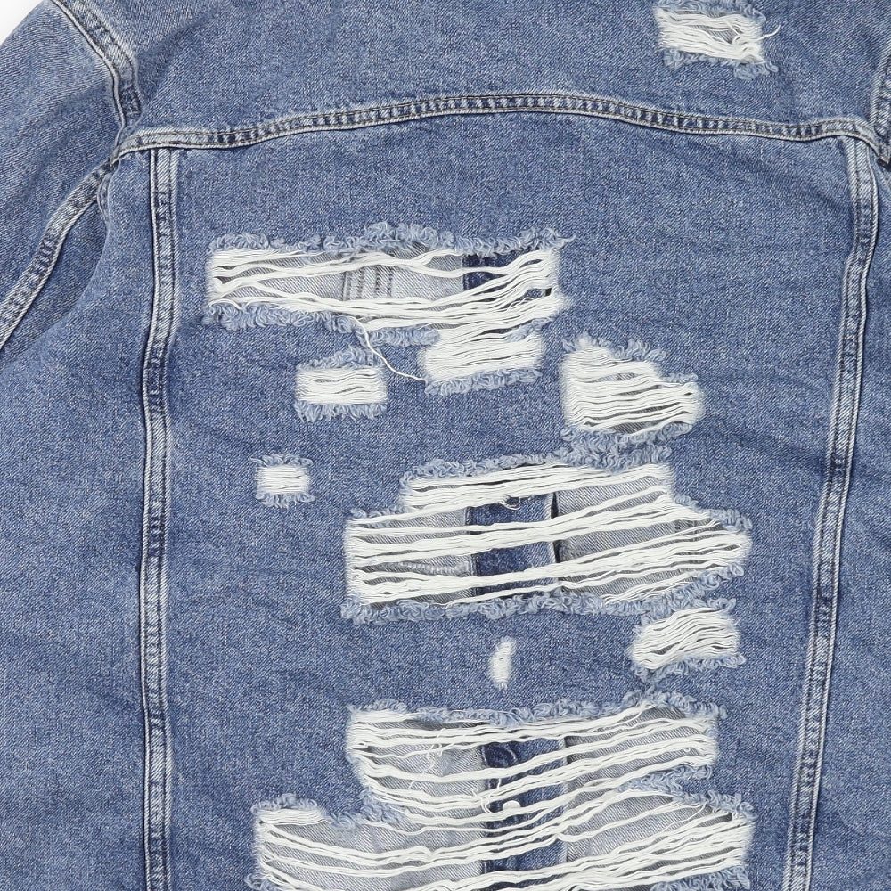 Denim & Co. Womens Blue Jacket Size 12 Button