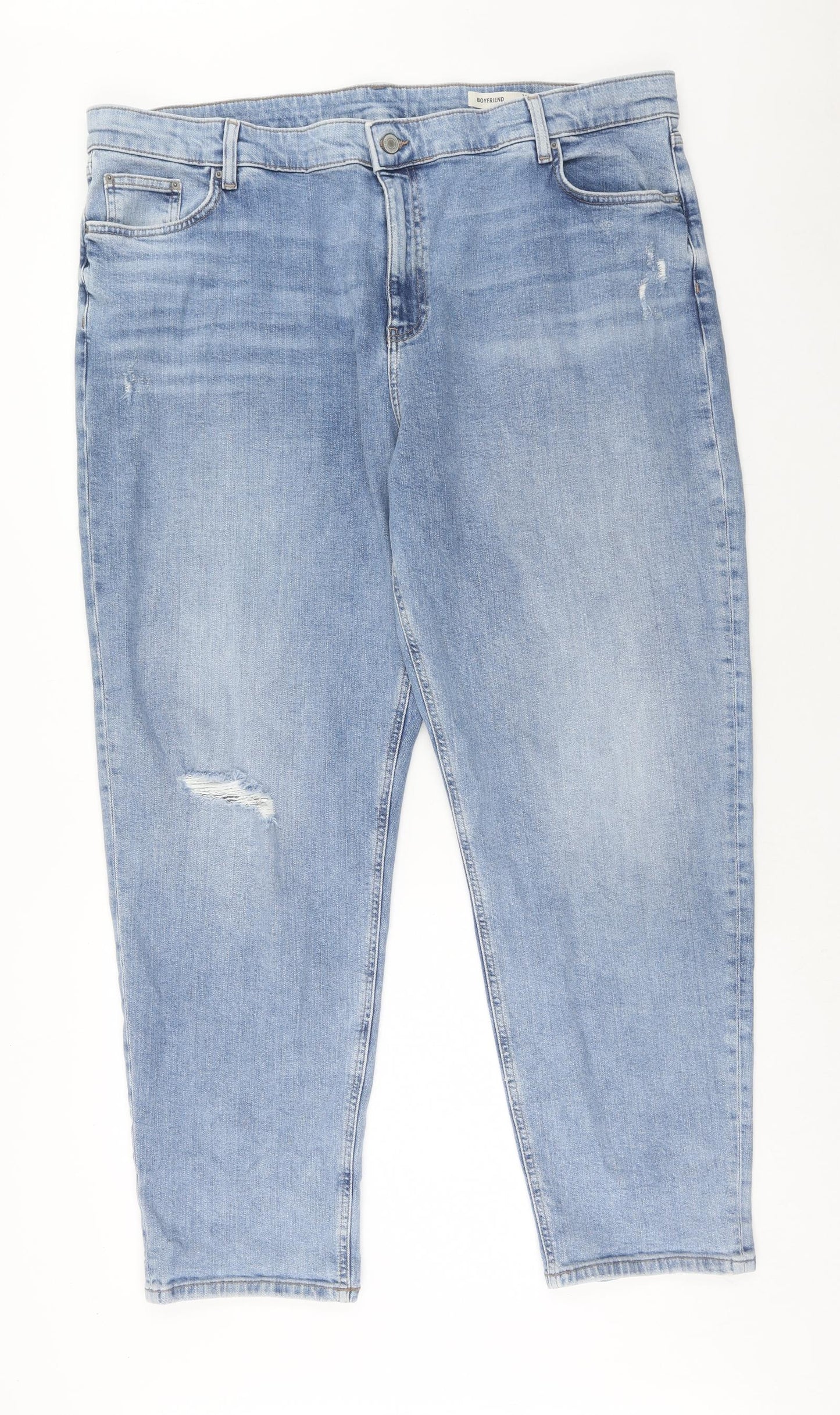 Marks and Spencer Womens Blue Cotton Tapered Jeans Size 24 Regular Zip