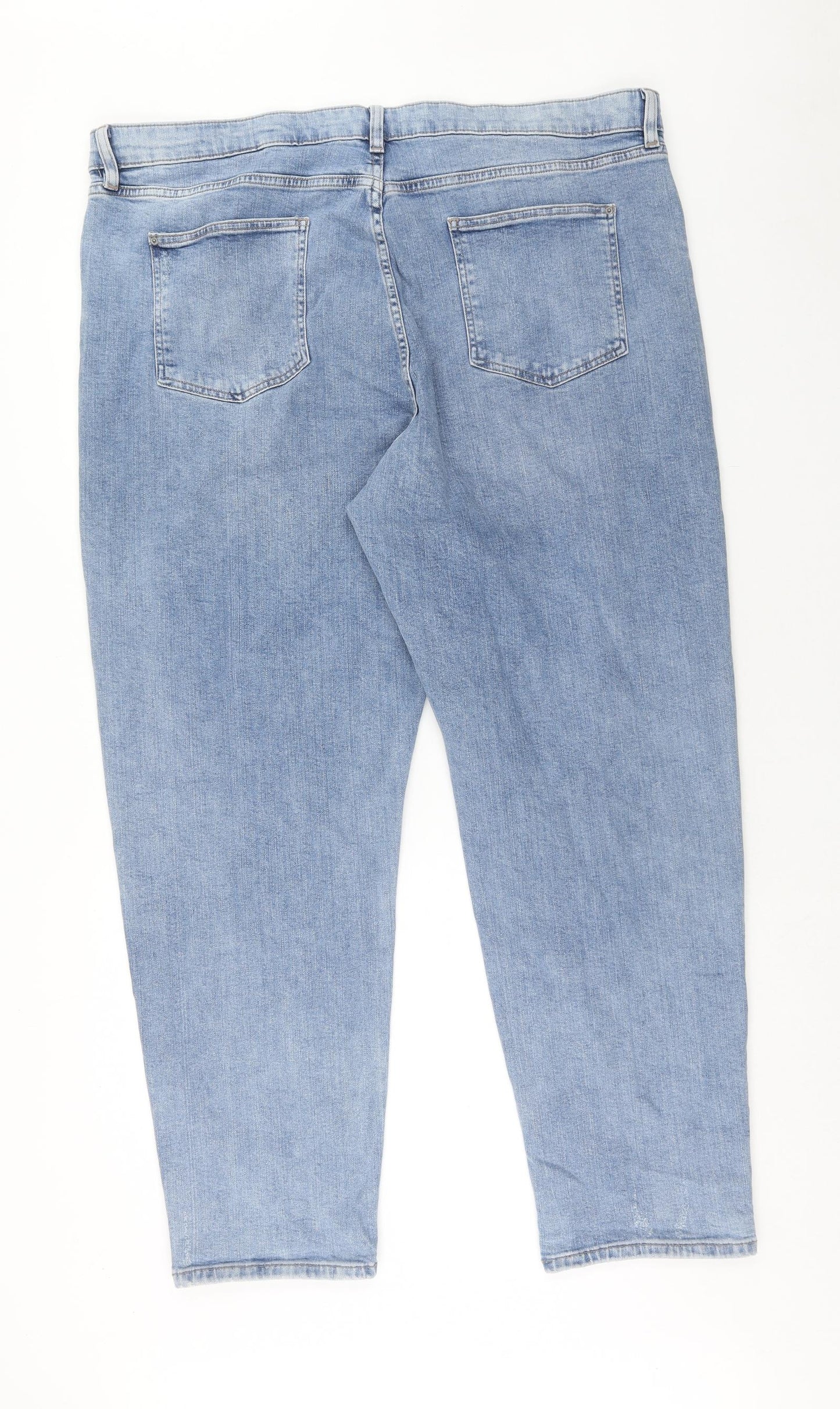 Marks and Spencer Womens Blue Cotton Tapered Jeans Size 24 Regular Zip