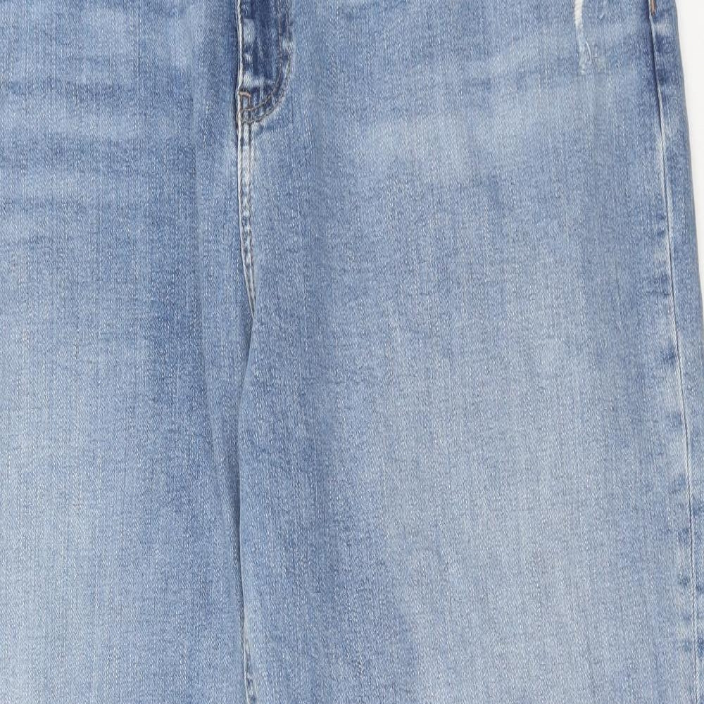Marks and Spencer Womens Blue Cotton Tapered Jeans Size 24 Regular Zip