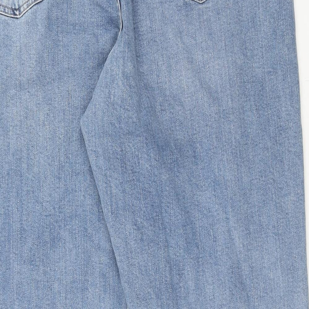 Marks and Spencer Womens Blue Cotton Tapered Jeans Size 24 Regular Zip