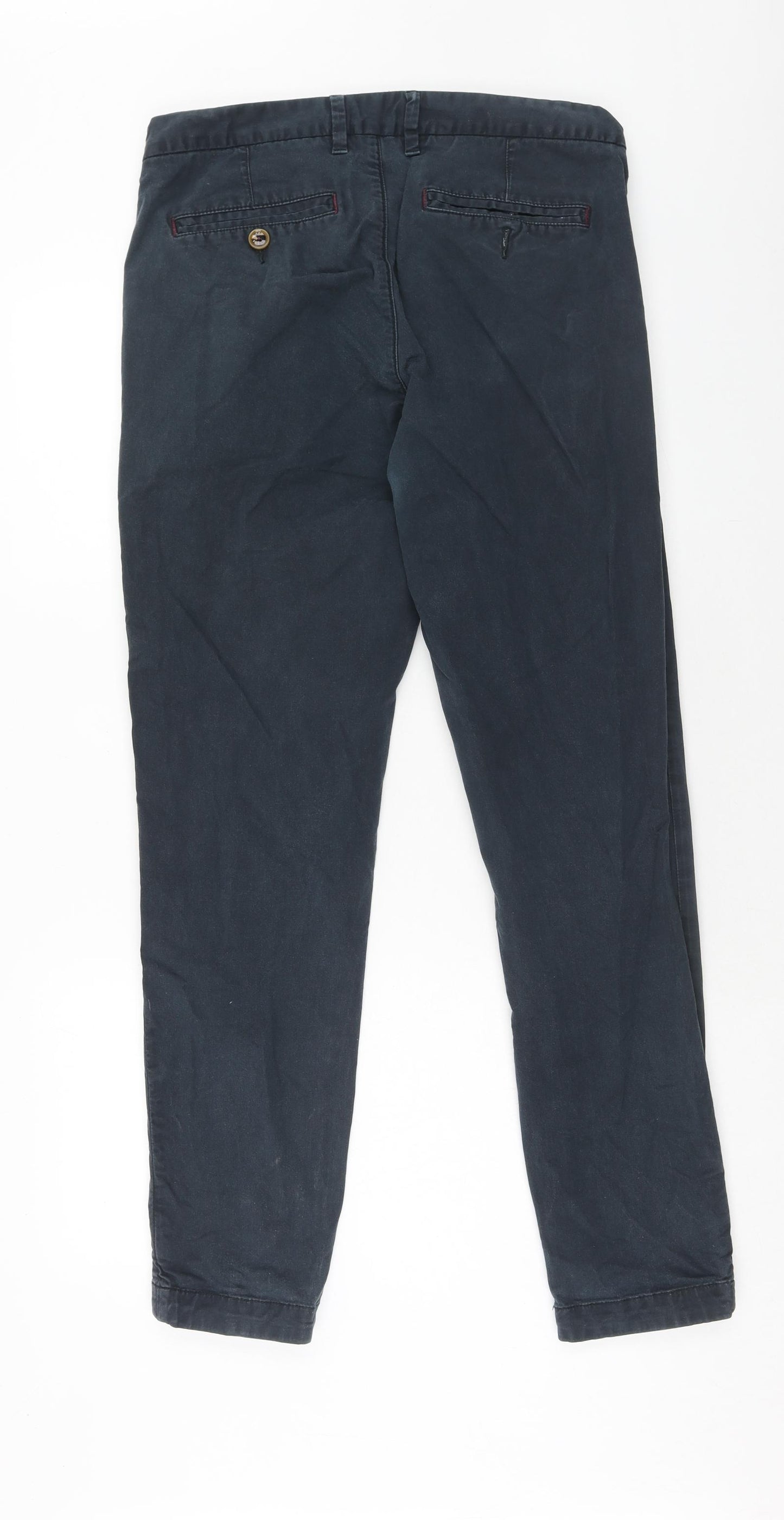 Ted Baker Mens Blue Cotton Chino Trousers Size 32 in Regular Zip