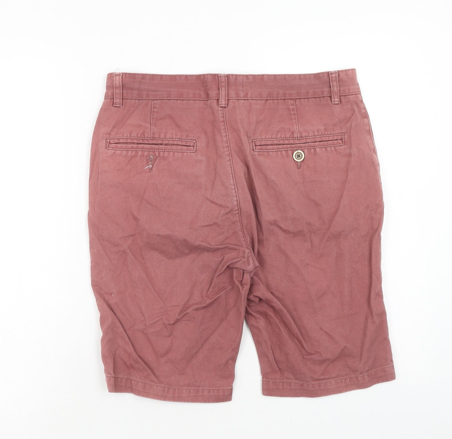 NEXT Mens Red Cotton Chino Shorts Size 32 in Regular Zip