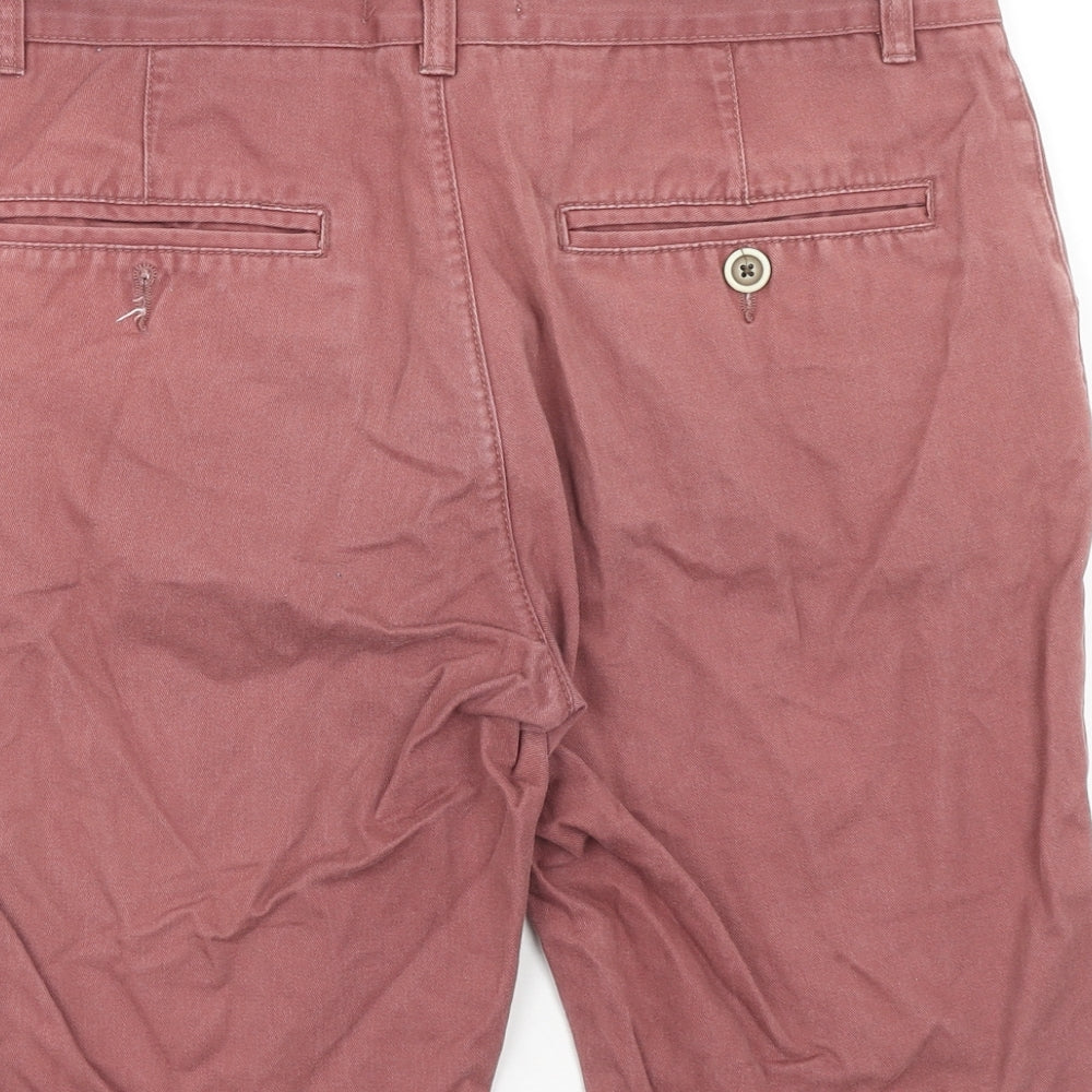 NEXT Mens Red Cotton Chino Shorts Size 32 in Regular Zip