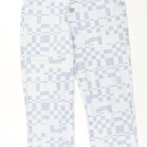 glasson Womens Blue Geometric Cotton Straight Jeans Size 12 Regular Zip