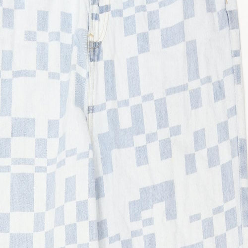glasson Womens Blue Geometric Cotton Straight Jeans Size 12 Regular Zip