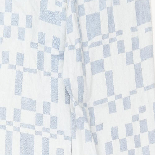 glasson Womens Blue Geometric Cotton Straight Jeans Size 12 Regular Zip