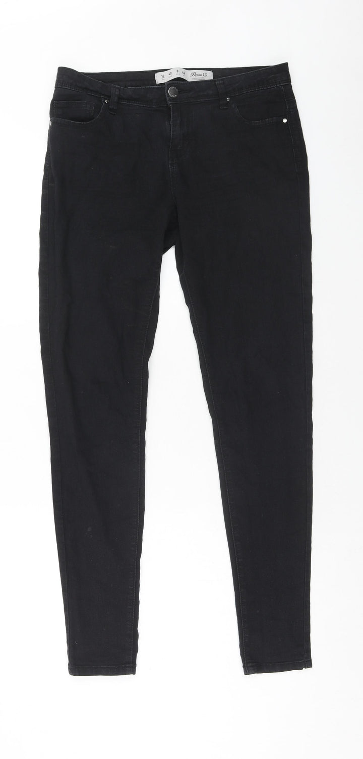 Denim & Co. Womens Black Cotton Skinny Jeans Size 12 Regular Zip