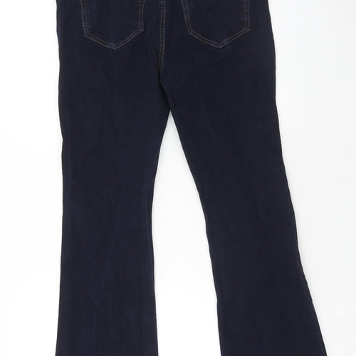 Marks and Spencer Womens Blue Cotton Bootcut Jeans Size 14 Slim Zip