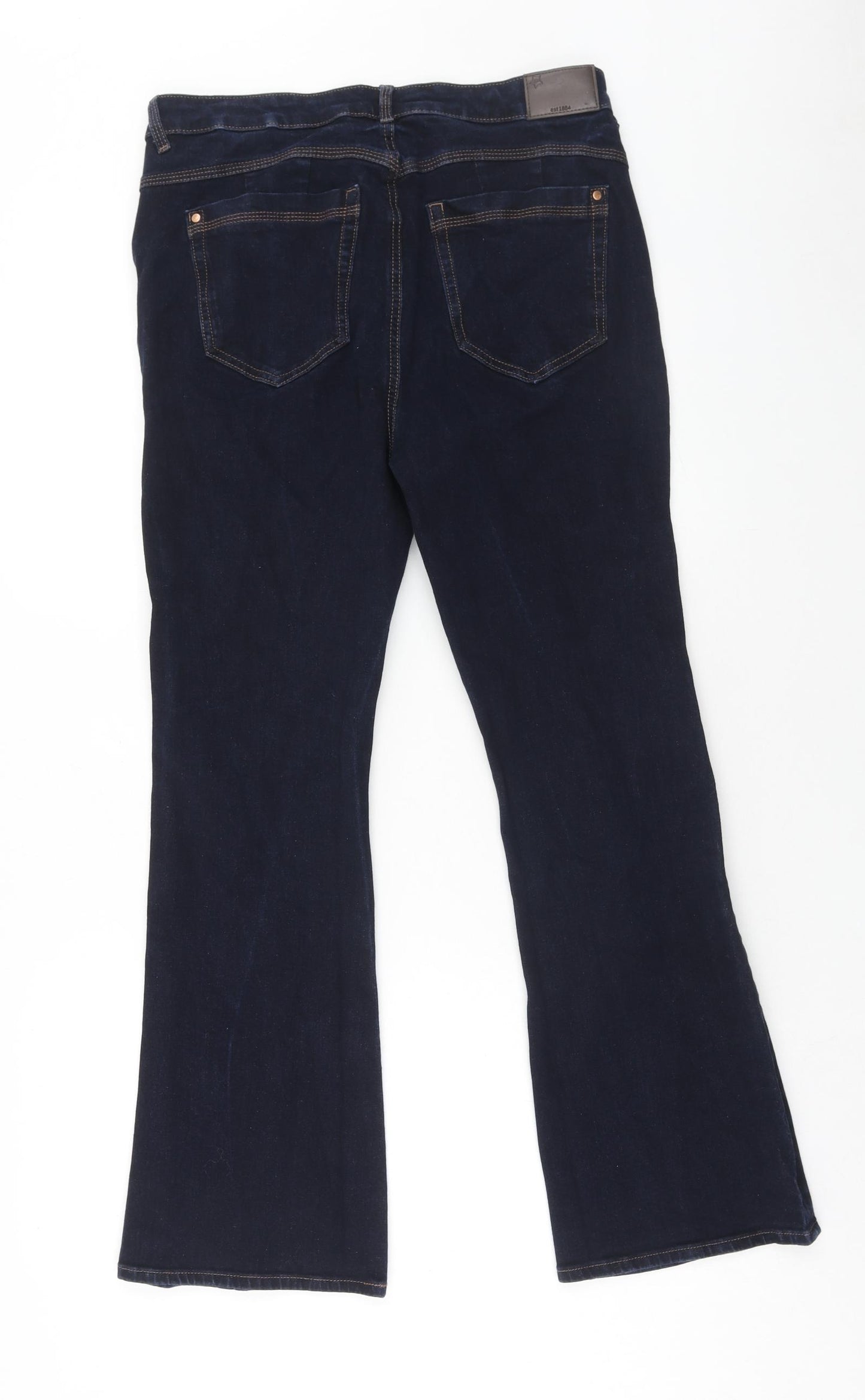 Marks and Spencer Womens Blue Cotton Bootcut Jeans Size 14 Slim Zip