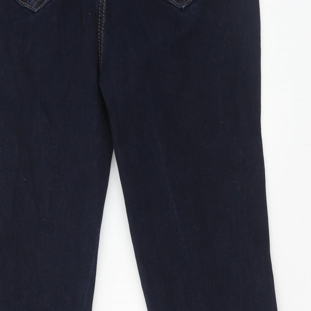 Marks and Spencer Womens Blue Cotton Bootcut Jeans Size 14 Slim Zip
