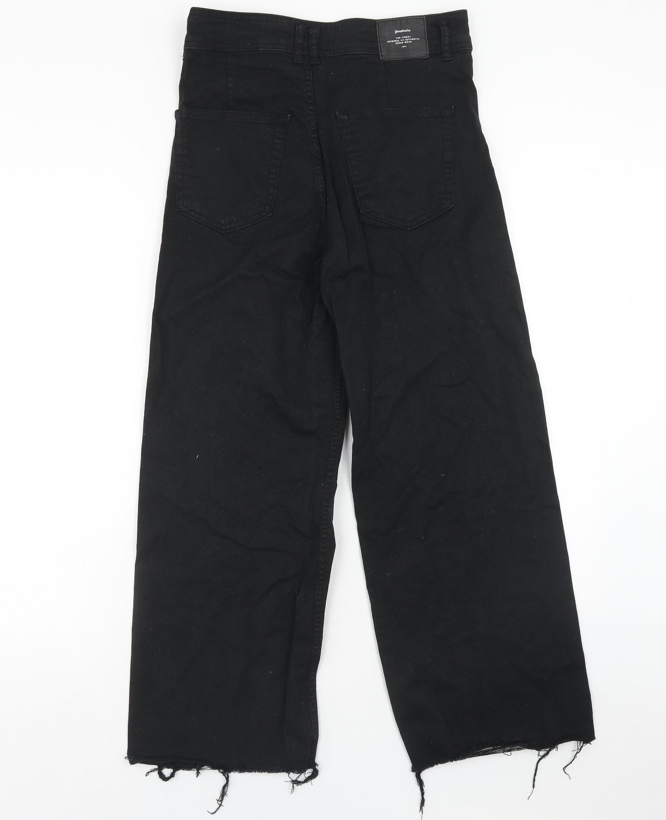 Stradivarius Womens Black Cotton Wide-Leg Jeans Size 8 Regular Zip