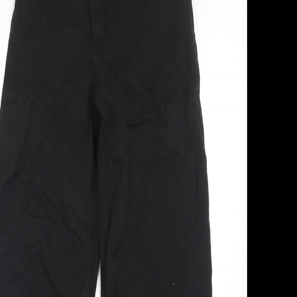 Stradivarius Womens Black Cotton Wide-Leg Jeans Size 8 Regular Zip