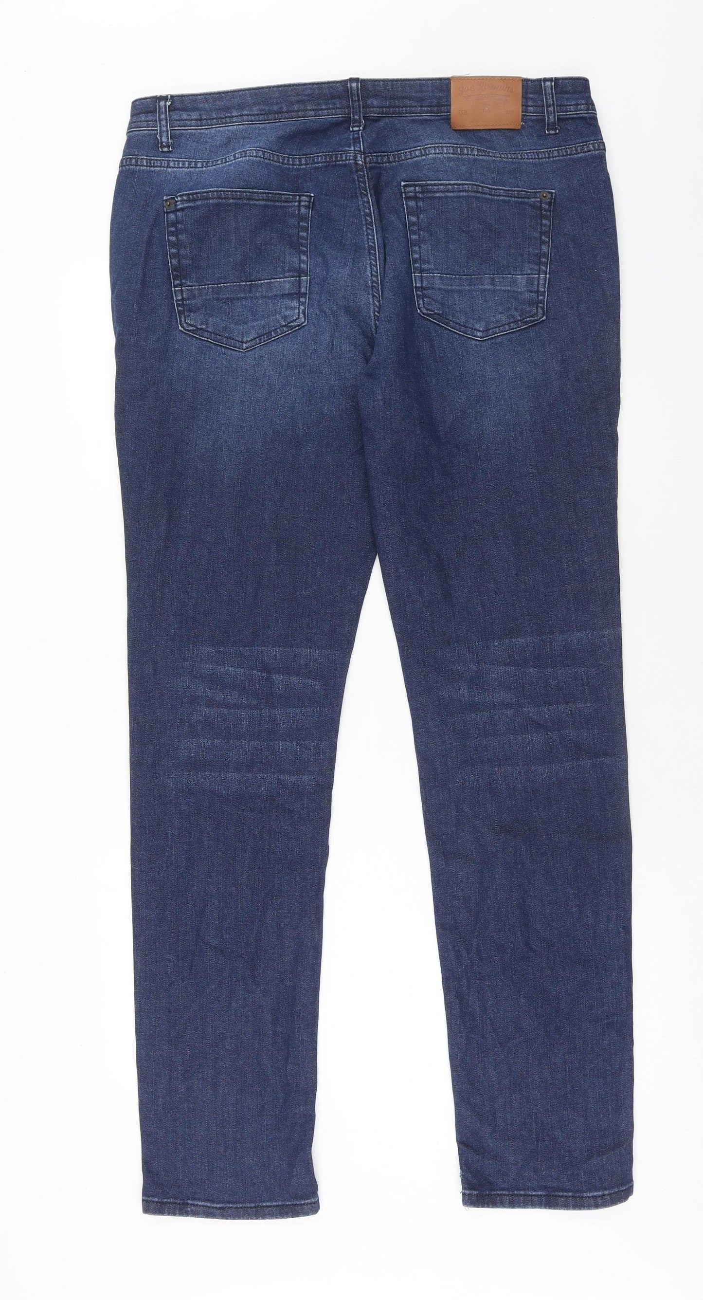 Joe Browns Mens Blue Cotton Straight Jeans Size 36 in Regular Zip - Long Length