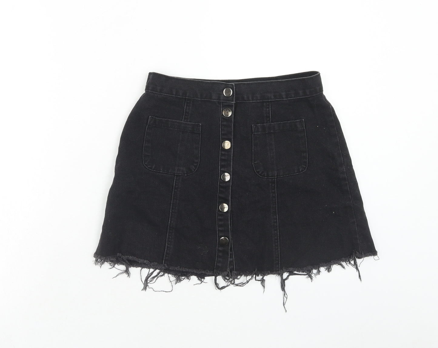 Cooperative Womens Black Cotton Mini Skirt Size S Button