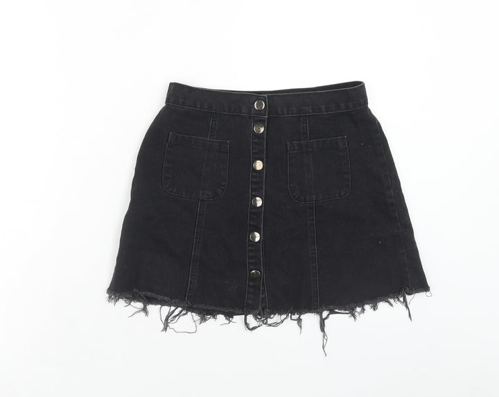 Cooperative Womens Black Cotton Mini Skirt Size S Button