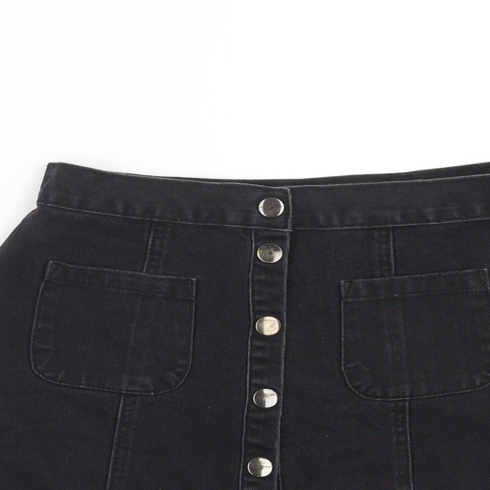Cooperative Womens Black Cotton Mini Skirt Size S Button