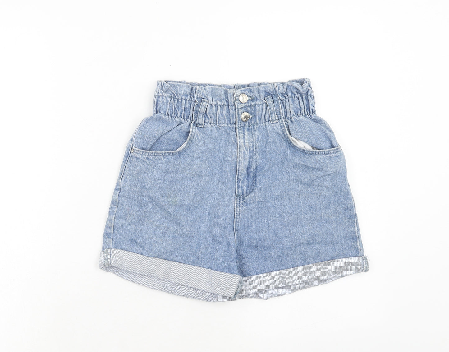 Primark Girls Blue Cotton Boyfriend Shorts Size 12-13 Years Regular Zip