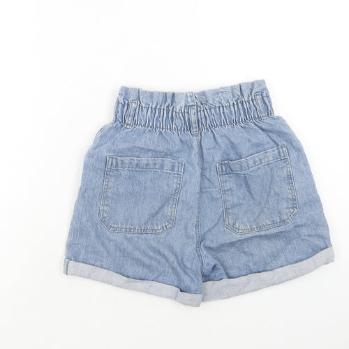 Primark Girls Blue Cotton Boyfriend Shorts Size 12-13 Years Regular Zip