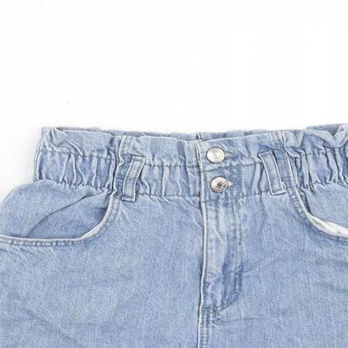 Primark Girls Blue Cotton Boyfriend Shorts Size 12-13 Years Regular Zip