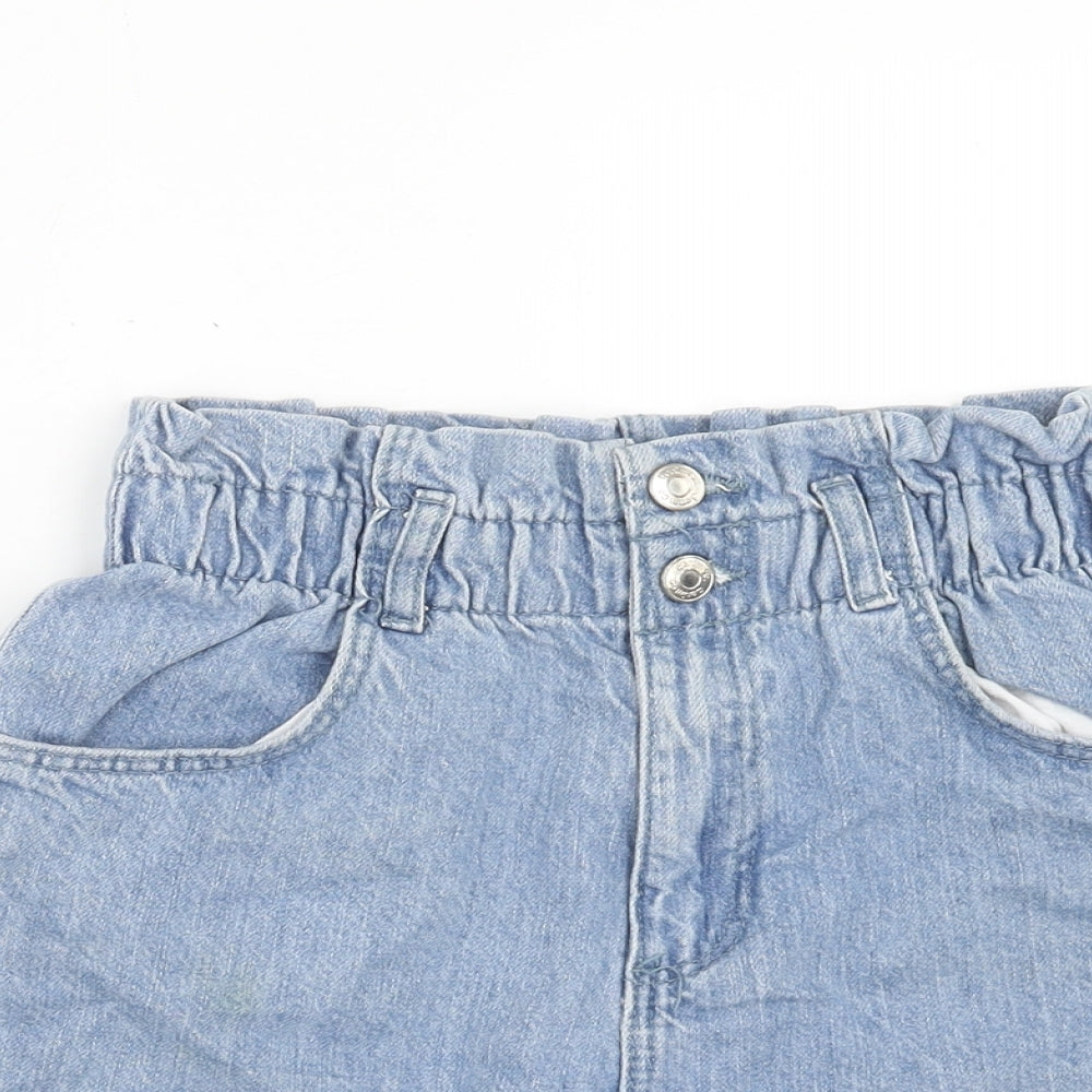 Primark Girls Blue Cotton Boyfriend Shorts Size 12-13 Years Regular Zip