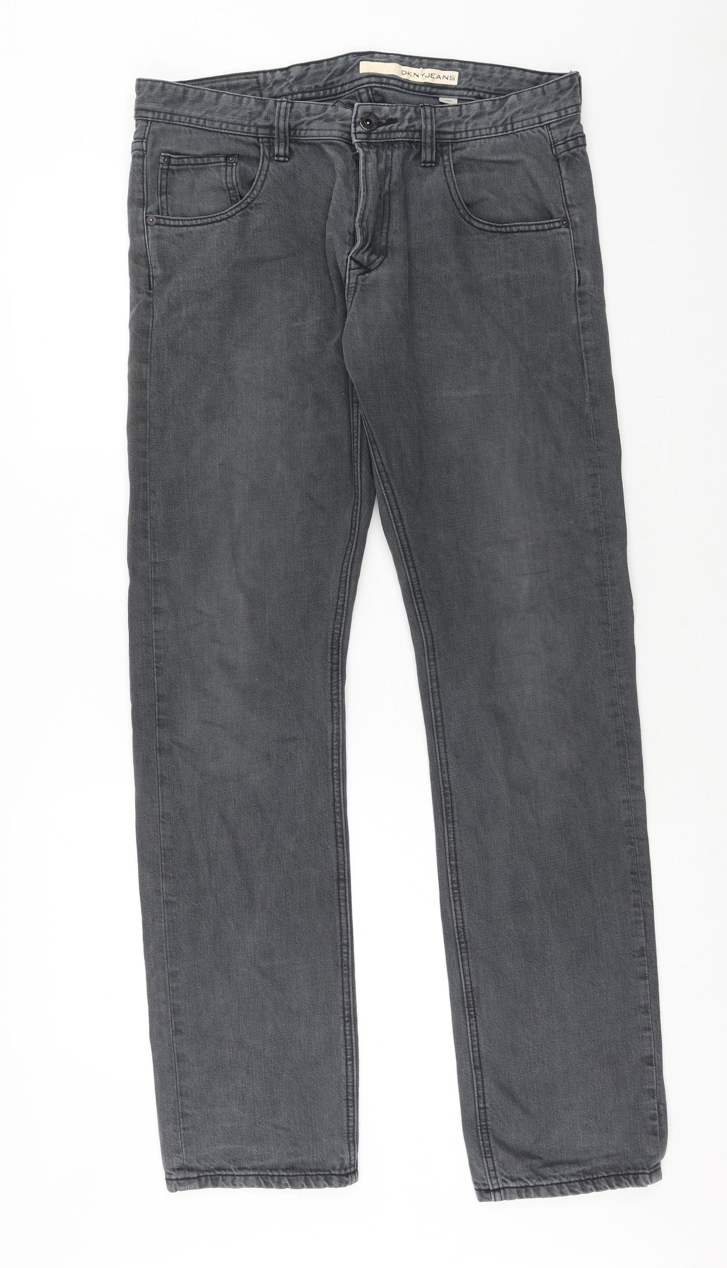 DKNY Mens Black Cotton Straight Jeans Size 32 in Regular Zip