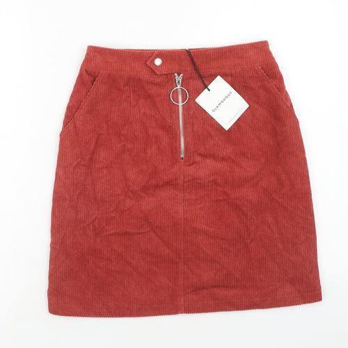 Glamorous Womens Red Cotton Straight & Pencil Skirt Size 8 Zip
