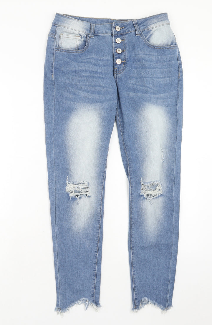 Preworn Womens Blue Cotton Skinny Jeans Size M Regular Zip