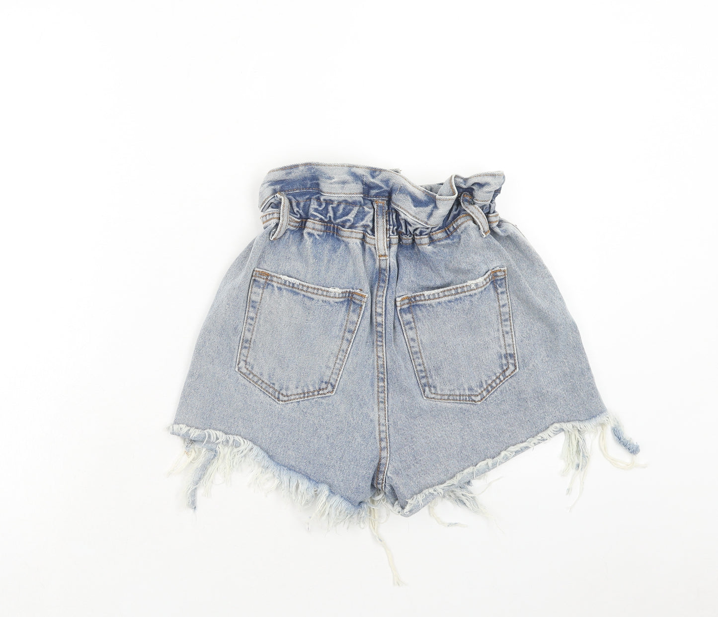 Fashion Nova Womens Blue Cotton Cut-Off Shorts Size XS Regular Zip - Distressed