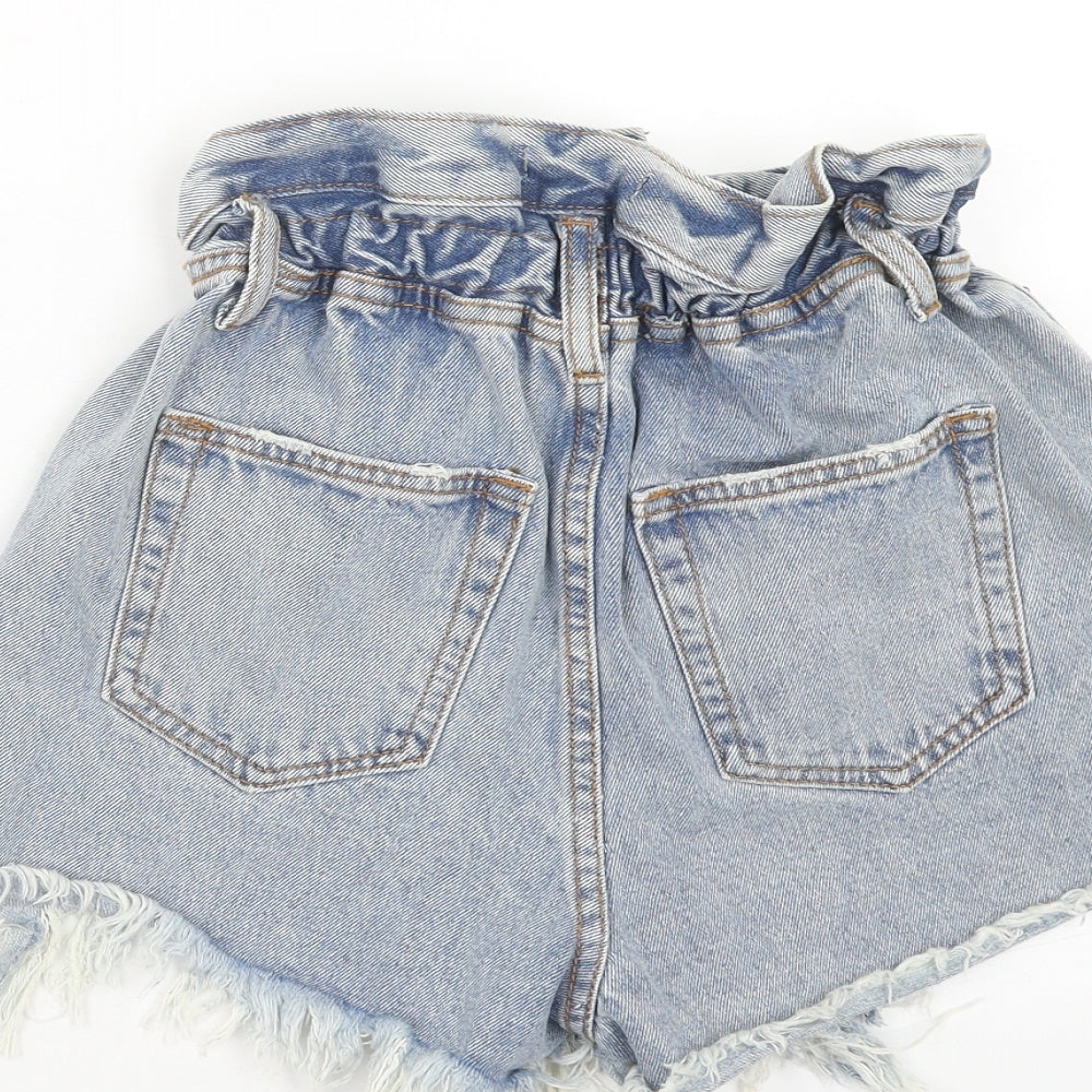 Fashion Nova Womens Blue Cotton Cut-Off Shorts Size XS Regular Zip - Distressed