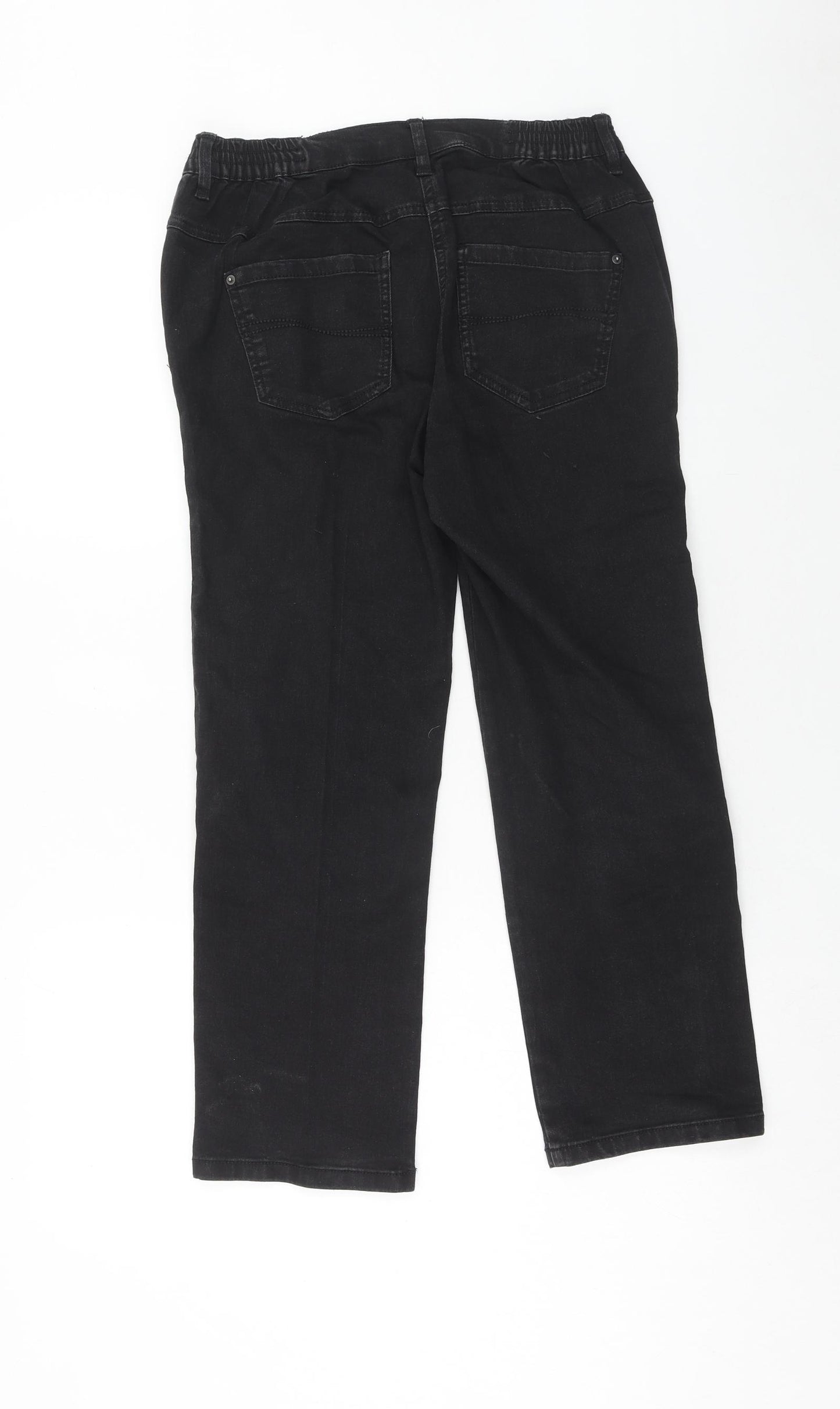 Bonmarche Womens Black Cotton Straight Jeans Size 12 Regular Zip