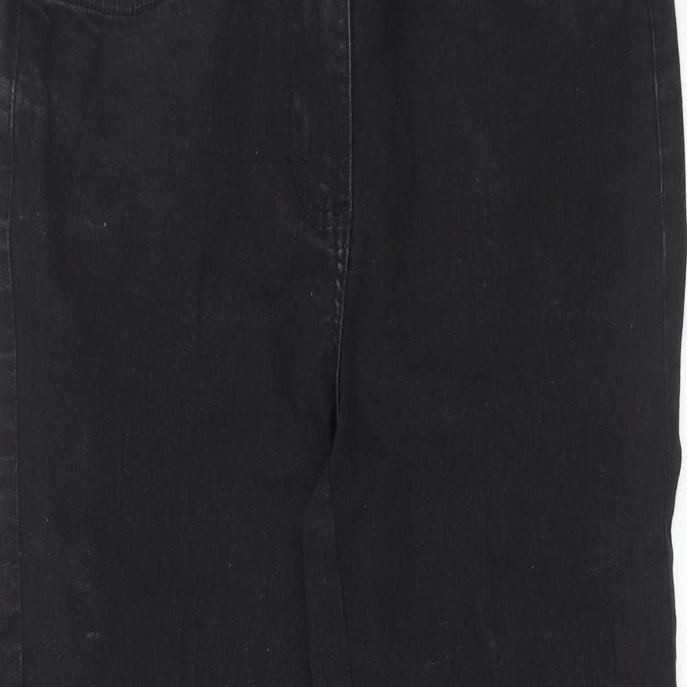 Bonmarche Womens Black Cotton Straight Jeans Size 12 Regular Zip